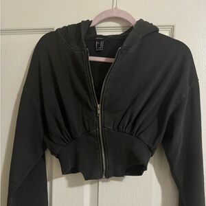 Black cropped zipup hoodie (Forever 21 going out of business)